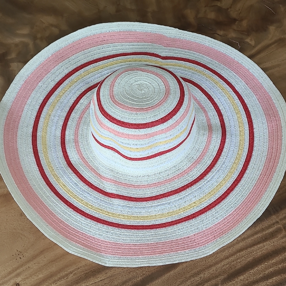 Striped Wide Brim Sun Hat XL brim Adjustable NORDSTROM BNWOT